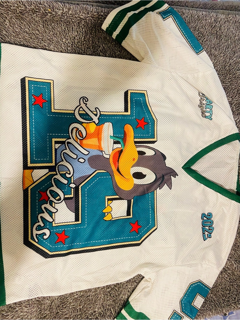 White & Teal Duck Graphic Jersey